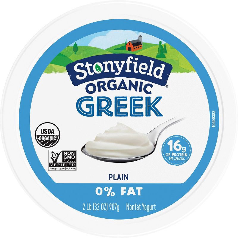 slide 6 of 7, Stonyfield Organic Fat Free Plain Greek Yogurt - 16g Protein 32oz, 16 gram, 32 oz