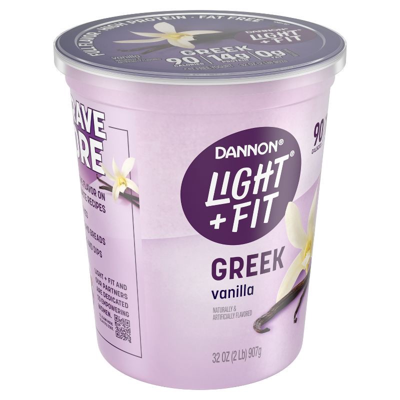 slide 6 of 11, Light + Fit Nonfat Gluten-Free Vanilla Greek Yogurt - 32oz Tub, 32 oz