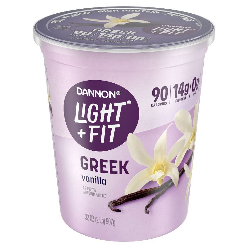 slide 7 of 11, Light + Fit Nonfat Gluten-Free Vanilla Greek Yogurt - 32oz Tub, 32 oz