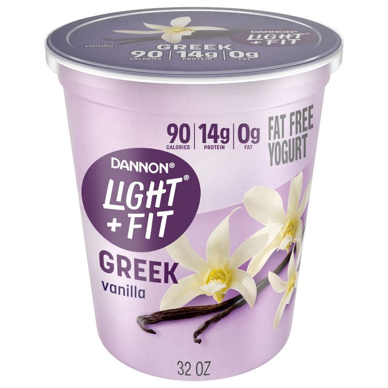 slide 1 of 11, Light + Fit Nonfat Gluten-Free Vanilla Greek Yogurt - 32oz Tub, 32 oz