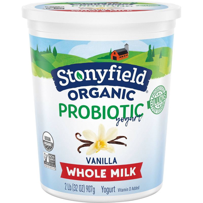 slide 1 of 9, Stonyfield Organic Probiotic Vanilla Whole Milk Yogurt - 32oz, 32 oz