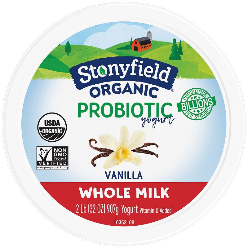 slide 9 of 12, Stonyfield Organic Probiotic Vanilla Whole Milk Yogurt - 32oz, 32 oz