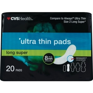 slide 1 of 1, CVS Health Ultra Thin Super Pads, 20 ct