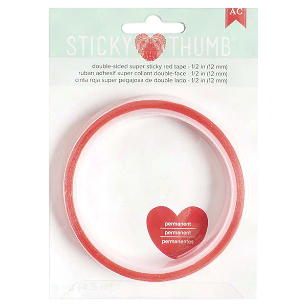 slide 1 of 1, American Crafts Sticky Thumb Double Sided Super Sticky Red Tape, 1 ct