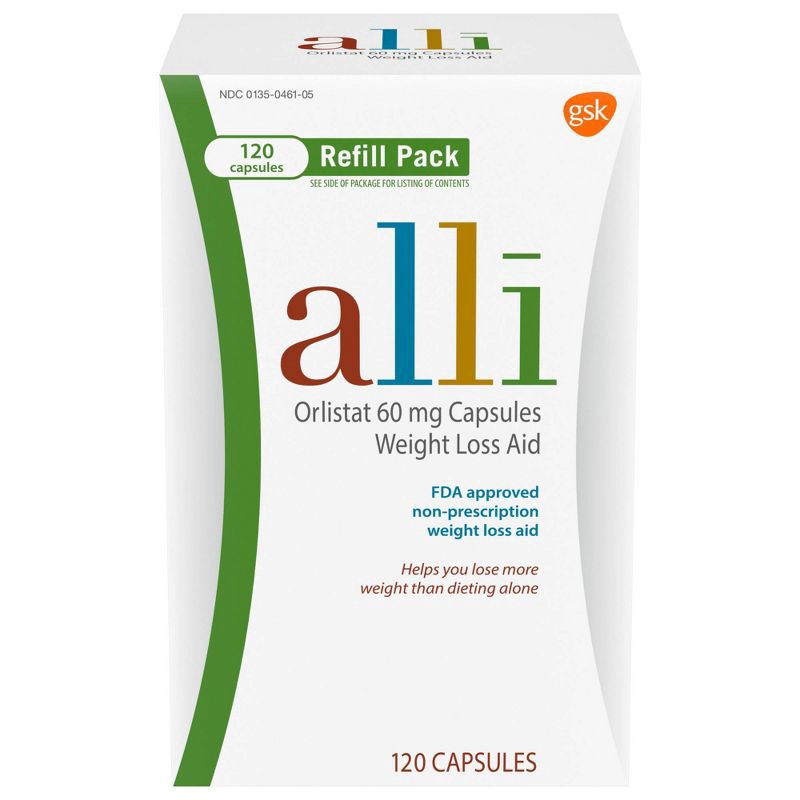 slide 6 of 9, ALLI Orlistat 60 mg Capsules Weight Loss Aid Refill Pack - 120ct, 60 mg, 120 ct