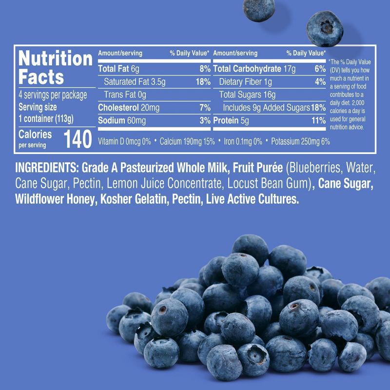 slide 4 of 6, noosa Blueberry Aussie Style Yogurt - 5g Protein 4ct/4oz cups, 5 gram, 4 ct, 4 oz