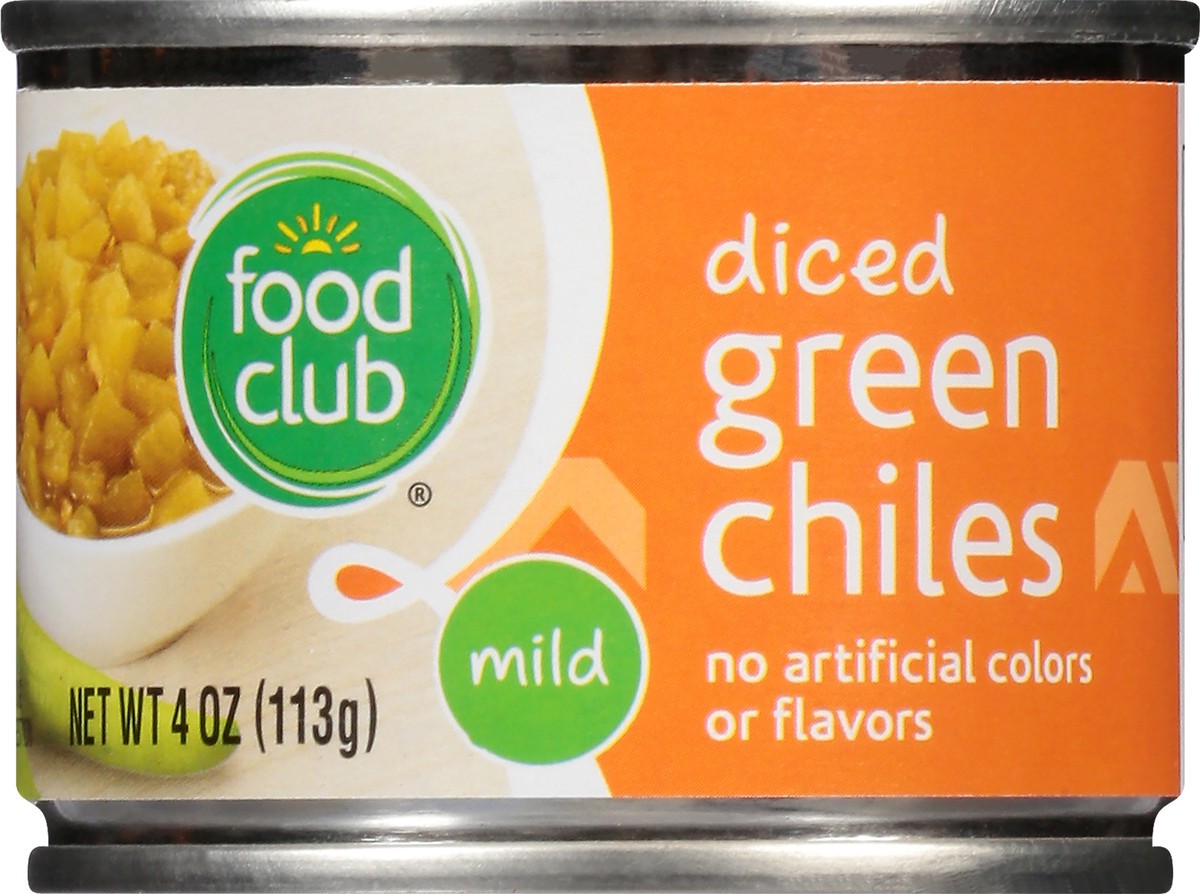 slide 1 of 13, Food Club Diced Mild Green Chiles 4 oz Can, 4 oz