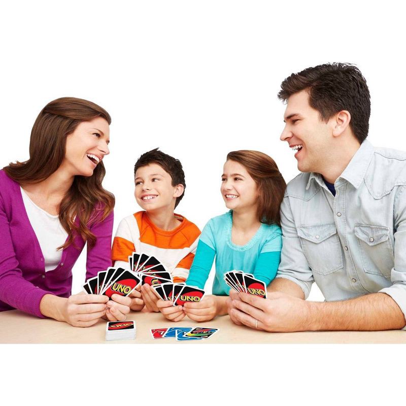 slide 3 of 7, Mattel UNO Card Game for Kids, Adults & Family Game Night, Original Game of Matching Colors & Numbers, 1 ct