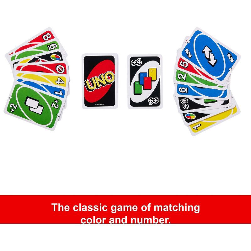 slide 3 of 7, Mattel UNO Card Game for Kids, Adults & Family Game Night, Original Game of Matching Colors & Numbers, 1 ct