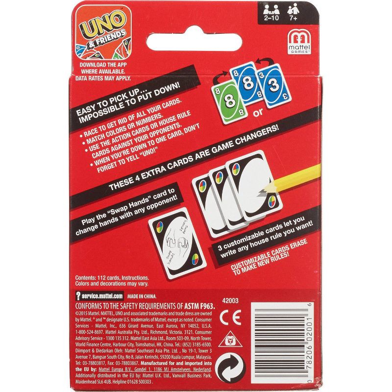 slide 6 of 7, Mattel UNO Card Game for Kids, Adults & Family Game Night, Original Game of Matching Colors & Numbers, 1 ct