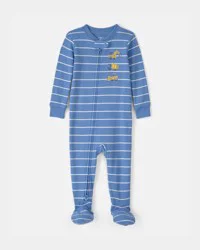 Carter's Baby Boy Construction Striped 100% Cotton Snug Fit 1-Piece Pajama Set - Blue - 12M