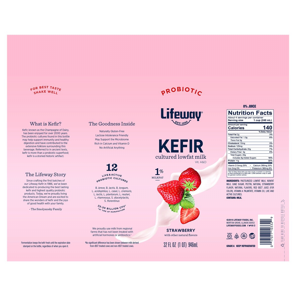 slide 2 of 2, Lifeway Kefir, Strawberry - 32 fl oz, 32 fl oz