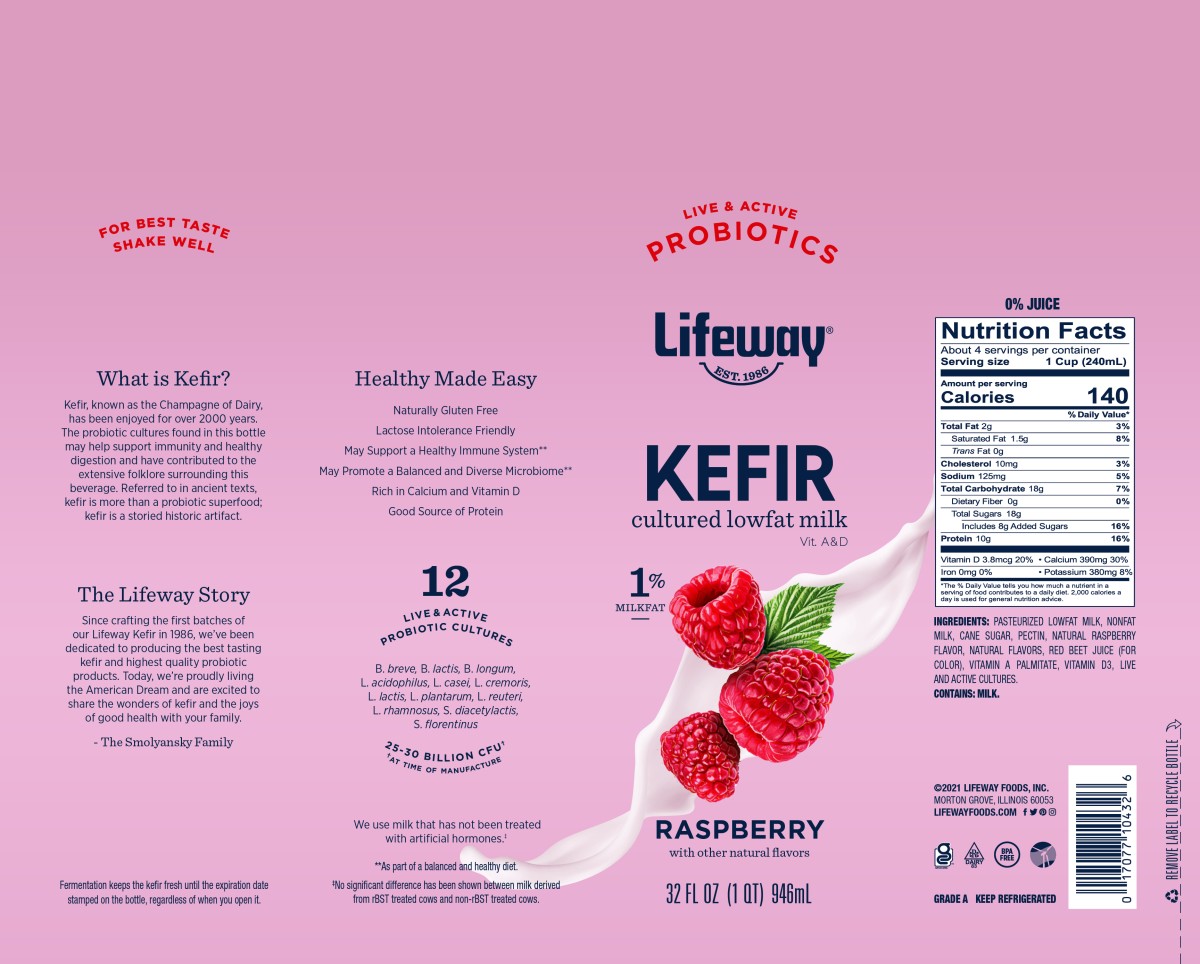 slide 2 of 2, Lifeway Kefir Raspberry Cultured Lowfat Milk - 32 fl oz, 32 fl oz