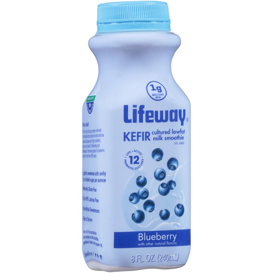slide 2 of 8, Lifeway Keifir Blueberry Cultured Lowfat Milk Smoothie, 8 fl oz