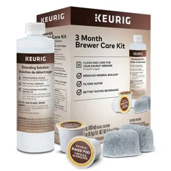 Keurig 3 Month Brewer Care Kit: Descaling Solution & Cleaner for Coffee Maker Maintenance