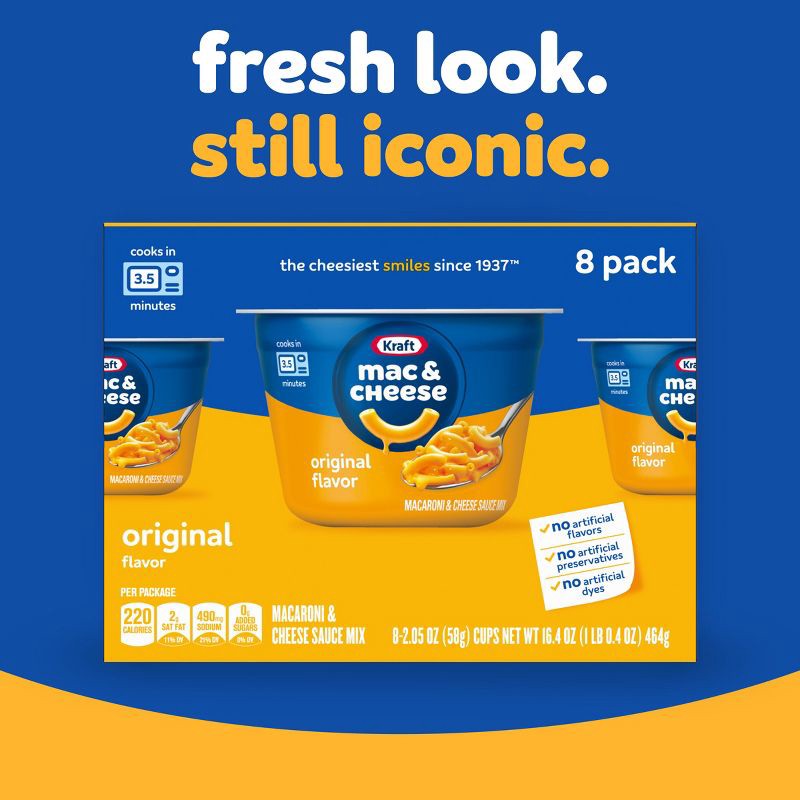 slide 3 of 19, Kraft Original Mac and Cheese Cups Easy Microwavable Dinner - 16.4oz/8ct, 16.4 oz, 8 ct
