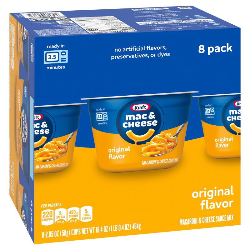 slide 15 of 19, Kraft Original Mac and Cheese Cups Easy Microwavable Dinner - 16.4oz/8ct, 16.4 oz, 8 ct