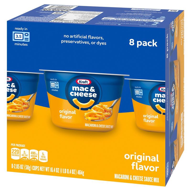 slide 16 of 19, Kraft Original Mac and Cheese Cups Easy Microwavable Dinner - 16.4oz/8ct, 16.4 oz, 8 ct