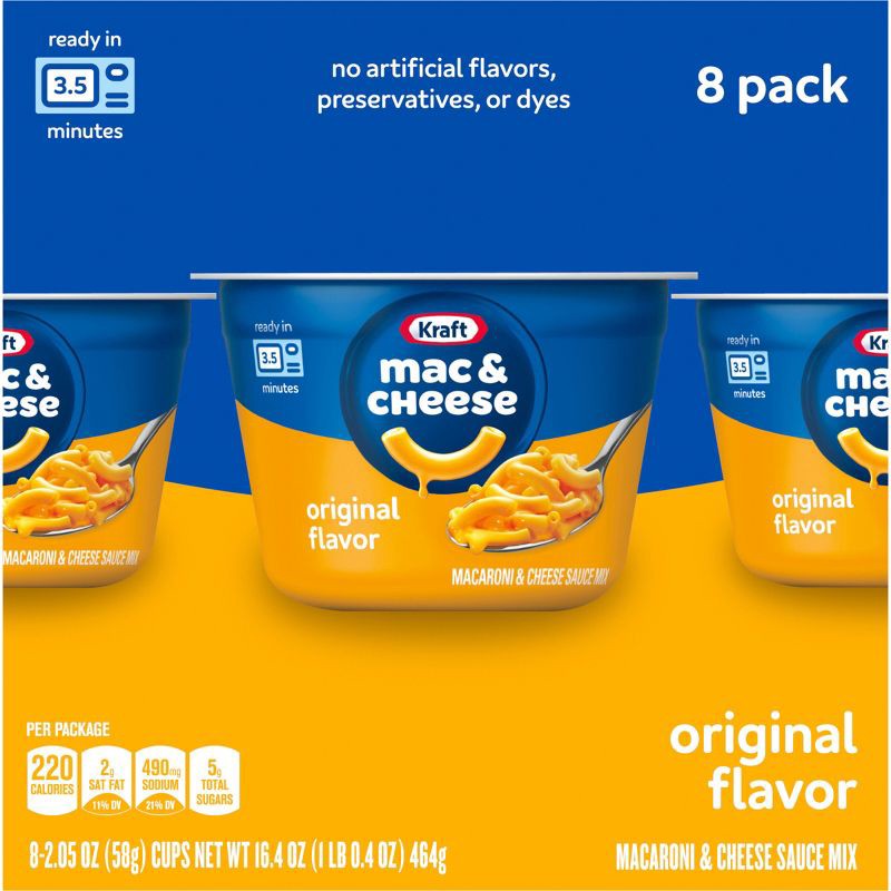 slide 17 of 19, Kraft Original Mac and Cheese Cups Easy Microwavable Dinner - 16.4oz/8ct, 16.4 oz, 8 ct