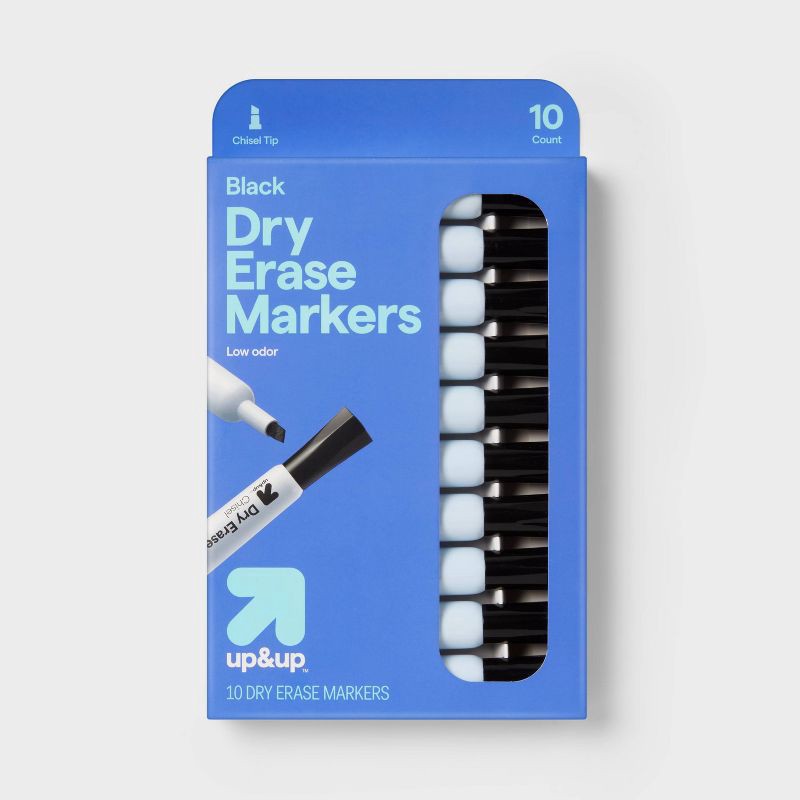 slide 1 of 4, 10pk Chisel Tip Dry Erase Markers Black - up&up™, 10 ct