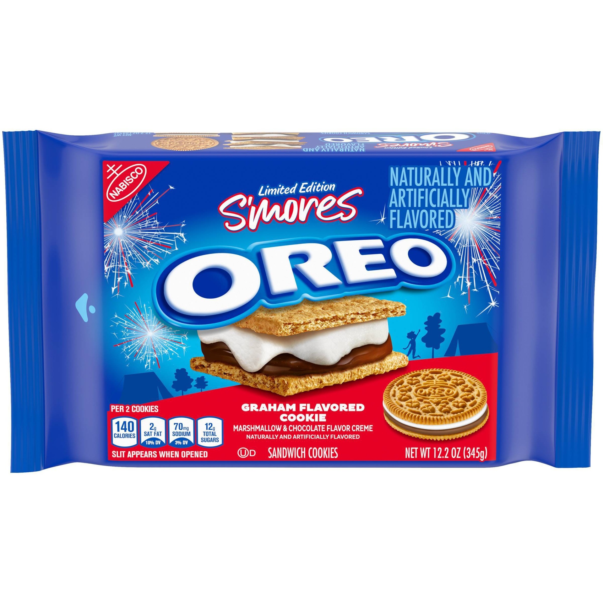 slide 1 of 7, Oreo S'mores Sandwich Cookies Family Size, 12.2 oz