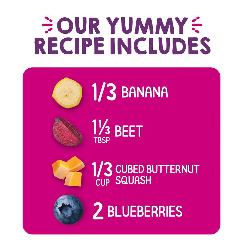 slide 3 of 7, Happy Baby Happy Family Love My Veggies 4pk Organic Bananas Beets Squash & Blueberries - 16.88oz, 4 ct, 16.88 oz