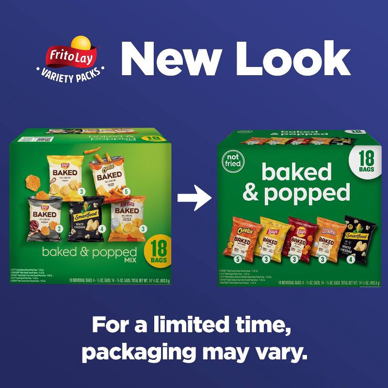 slide 2 of 9, Frito-Lay Snacks Baked & Popped Mix Variety Pack - 18ct, 18 ct