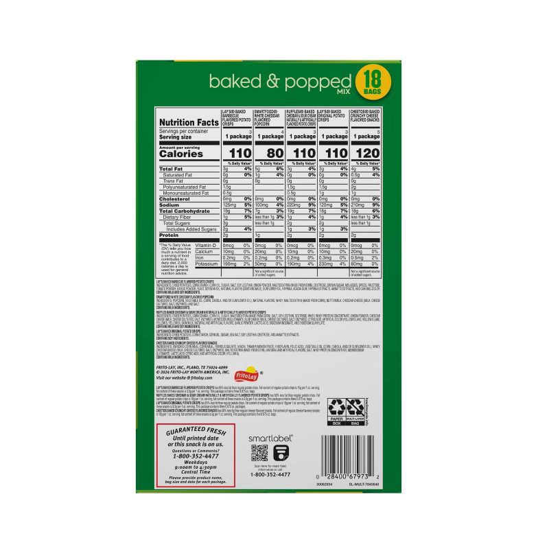 slide 2 of 8, Frito-Lay Snacks Baked & Popped Mix Variety Pack - 18ct, 18 ct