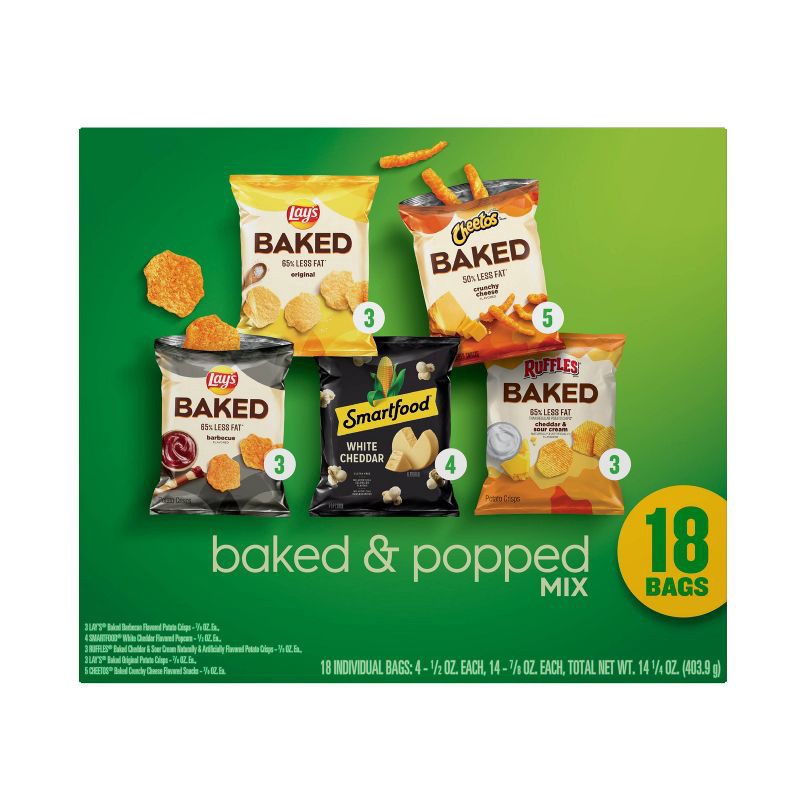 slide 3 of 8, Frito-Lay Snacks Baked & Popped Mix Variety Pack - 18ct, 18 ct
