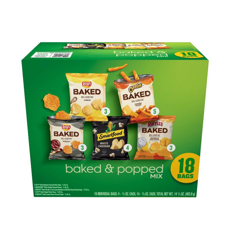 slide 1 of 8, Frito-Lay Snacks Baked & Popped Mix Variety Pack - 18ct, 18 ct