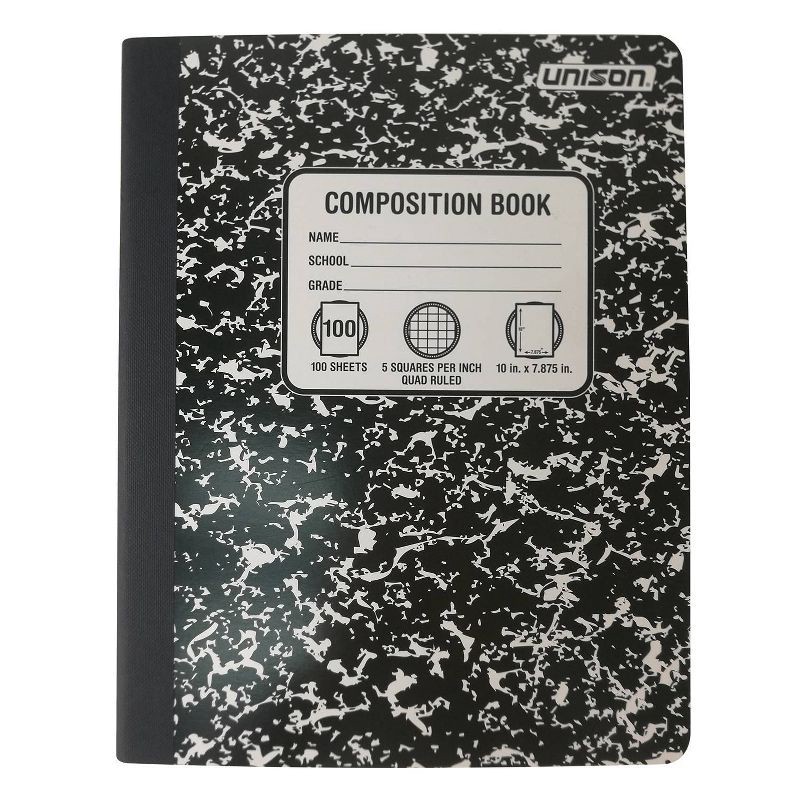 Graph Ruled Solid Composition Notebook Black - Unison 1 ct | Shipt