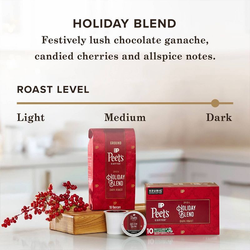 slide 3 of 8, Peet's Coffee Peet's Dark Roast Holiday Blend Ground Coffee - 10oz, 10 oz