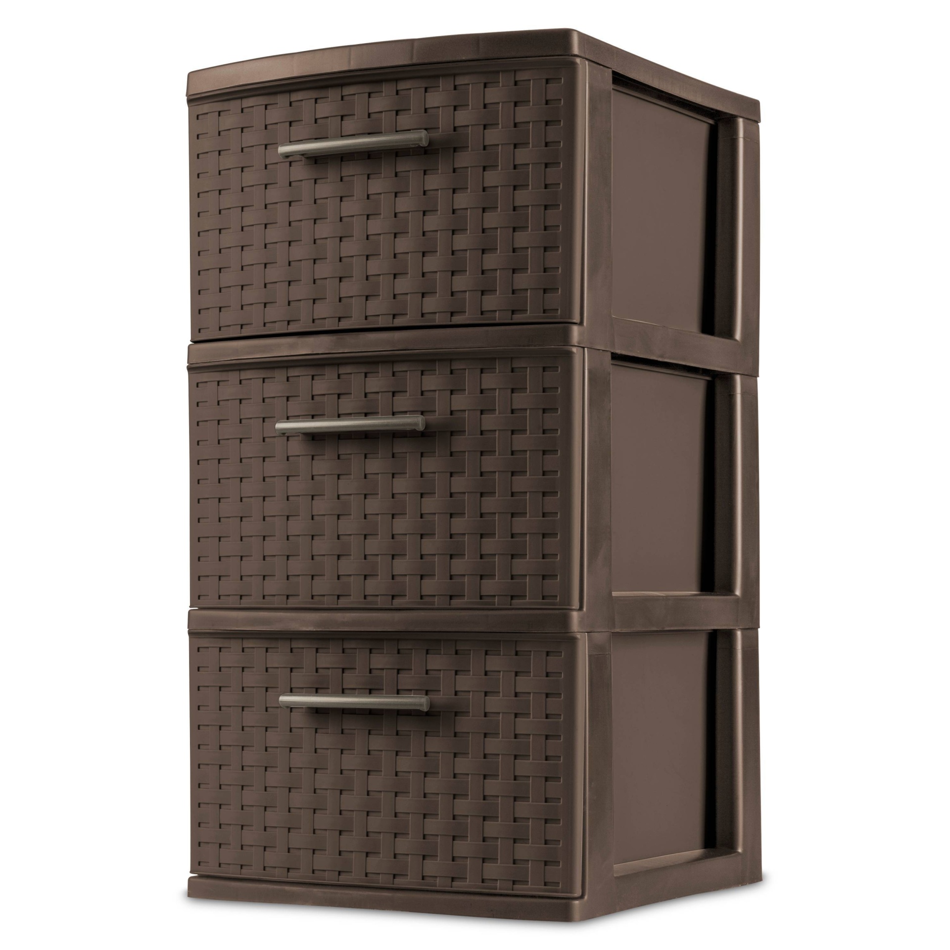 slide 1 of 8, 3 Drawer Medium Weave Tower Brown - Room Essentials, 1 ct