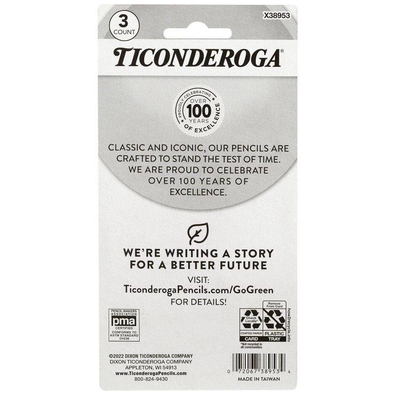 slide 2 of 5, Ticonderoga 3ct Eraser, 3 ct