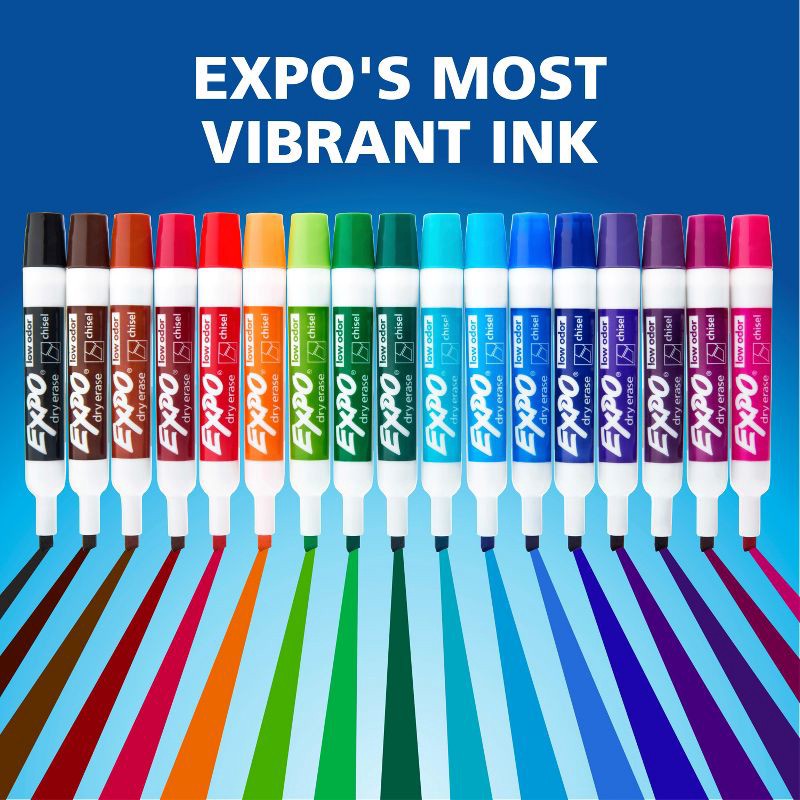 slide 6 of 9, Expo 8pk Dry Erase Markers Chisel Tip Black: Bold Point, Art & Office Supplies, Ages 6+, No Choking Hazard, 8 ct