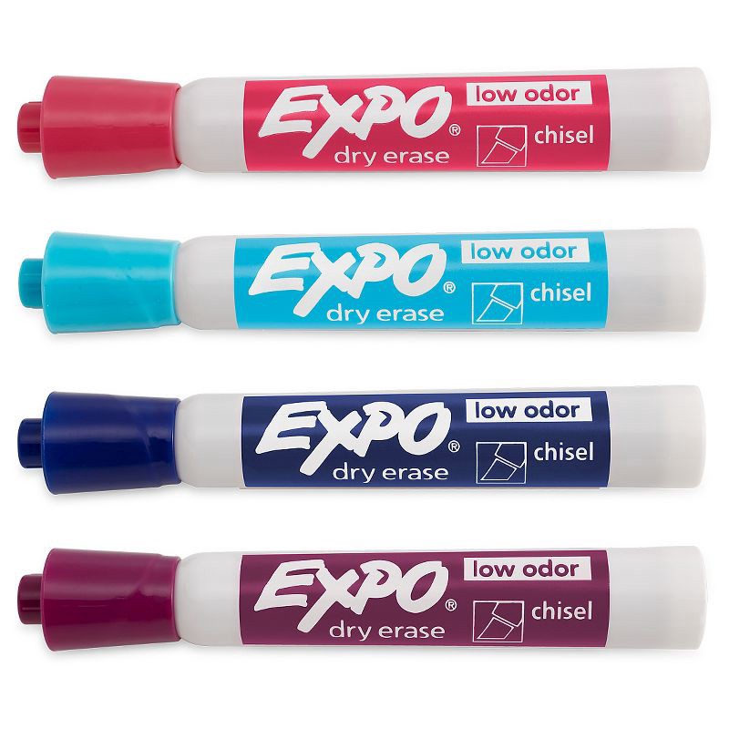 slide 4 of 8, Expo 4pk Dry Erase Markers Chisel Tip Vibrant Multicolored, 4 ct