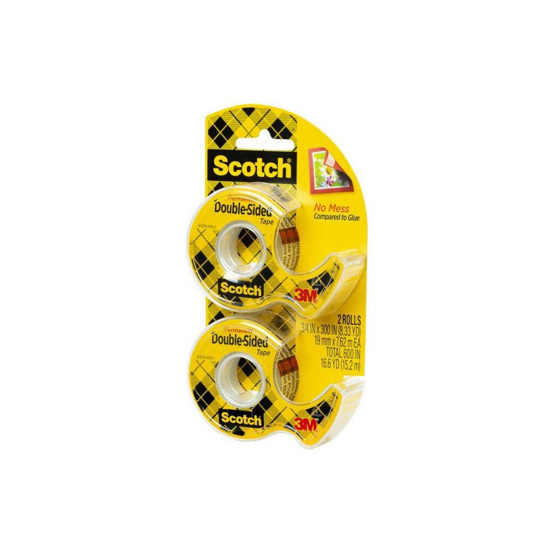 slide 16 of 17, Scotch 2pk Double Sided Permanent Tape .75" x 300", 2 ct