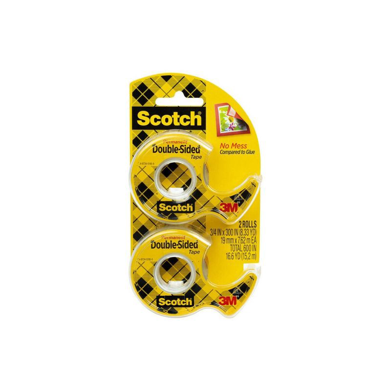 slide 1 of 17, Scotch 2pk Double Sided Permanent Tape .75" x 300", 2 ct