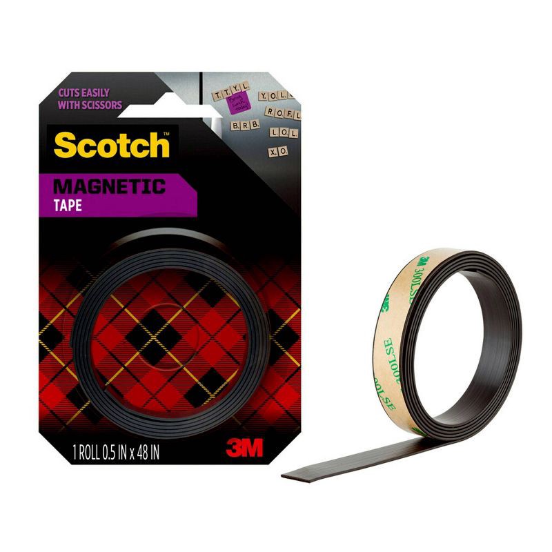 slide 3 of 7, Scotch .5" x 4' Repositionable Magnetic Tape - Black, 1 ct