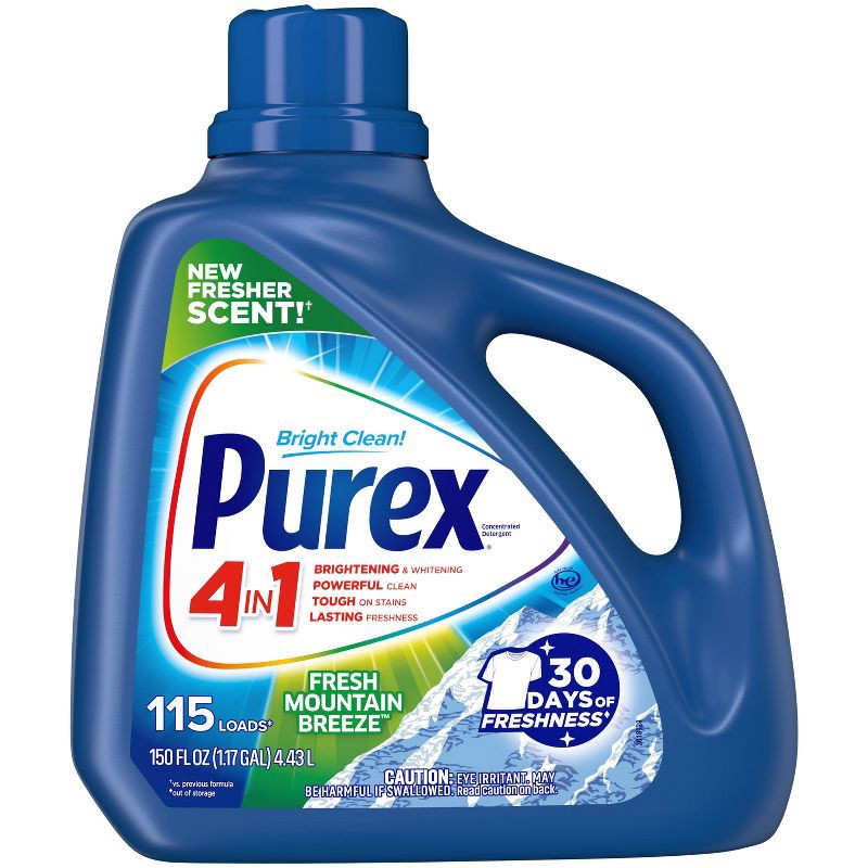 slide 1 of 9, Purex Fresh Mountain Breeze HE Liquid Laundry Detergent 115 Loads - 150 fl oz, 150 fl oz