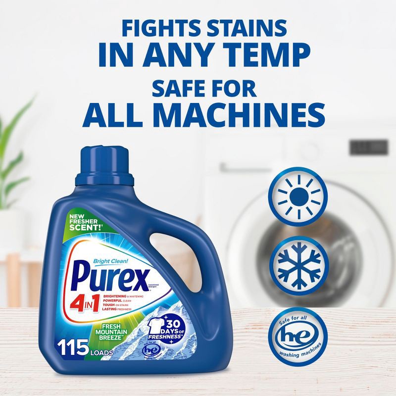 slide 6 of 9, Purex Fresh Mountain Breeze HE Liquid Laundry Detergent 115 Loads - 150 fl oz, 150 fl oz