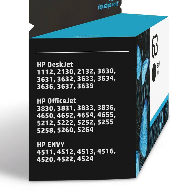 slide 2 of 6, HP Inc. HP 63 Single Ink Cartridge - Black (F6U62AN_140), 1 ct