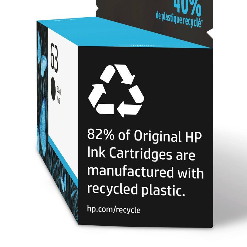 slide 3 of 6, HP Inc. HP 63 Single Ink Cartridge - Black (F6U62AN_140), 1 ct