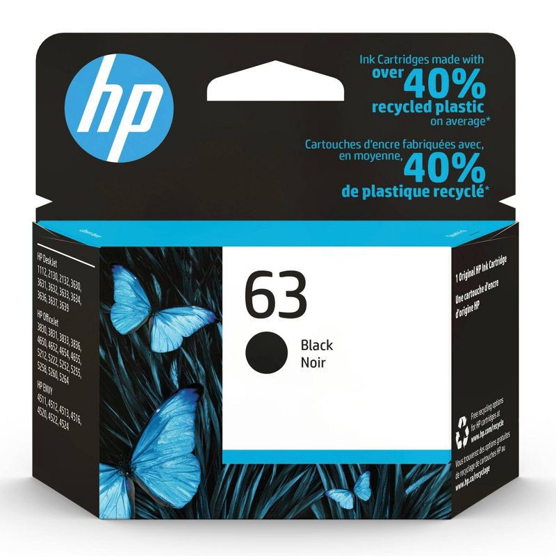 slide 1 of 6, HP Inc. HP 63 Single Ink Cartridge - Black (F6U62AN_140), 1 ct