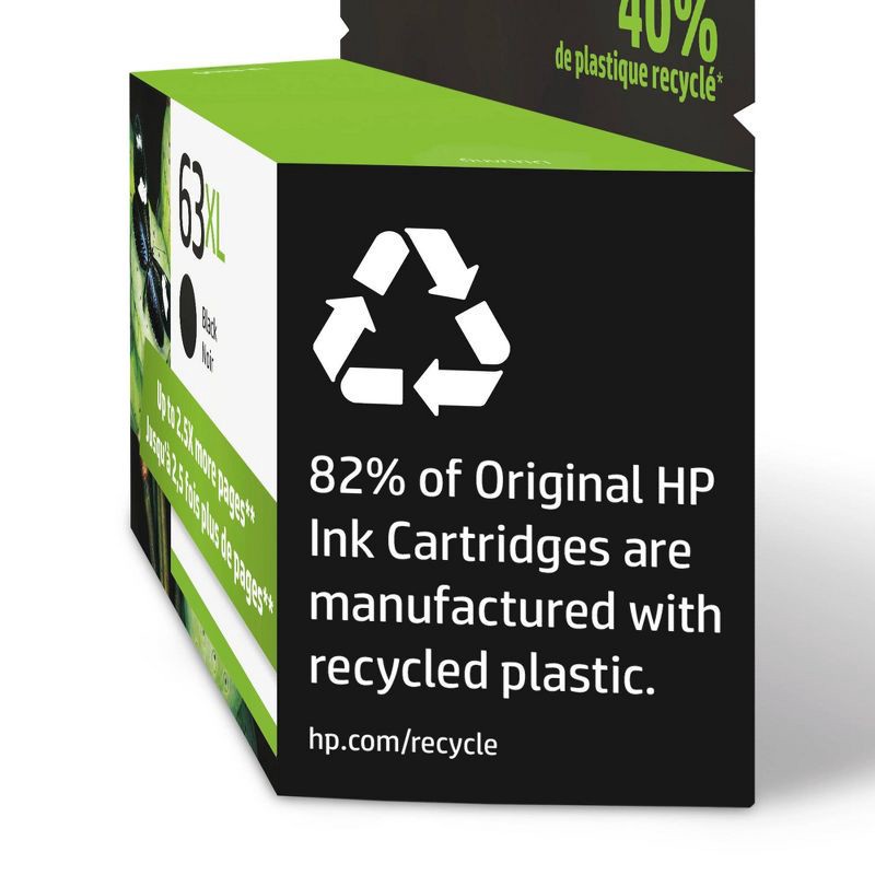 slide 3 of 6, HP Inc. HP 63XL Single Ink Cartridge - Black (F6U64AN_140), 1 ct