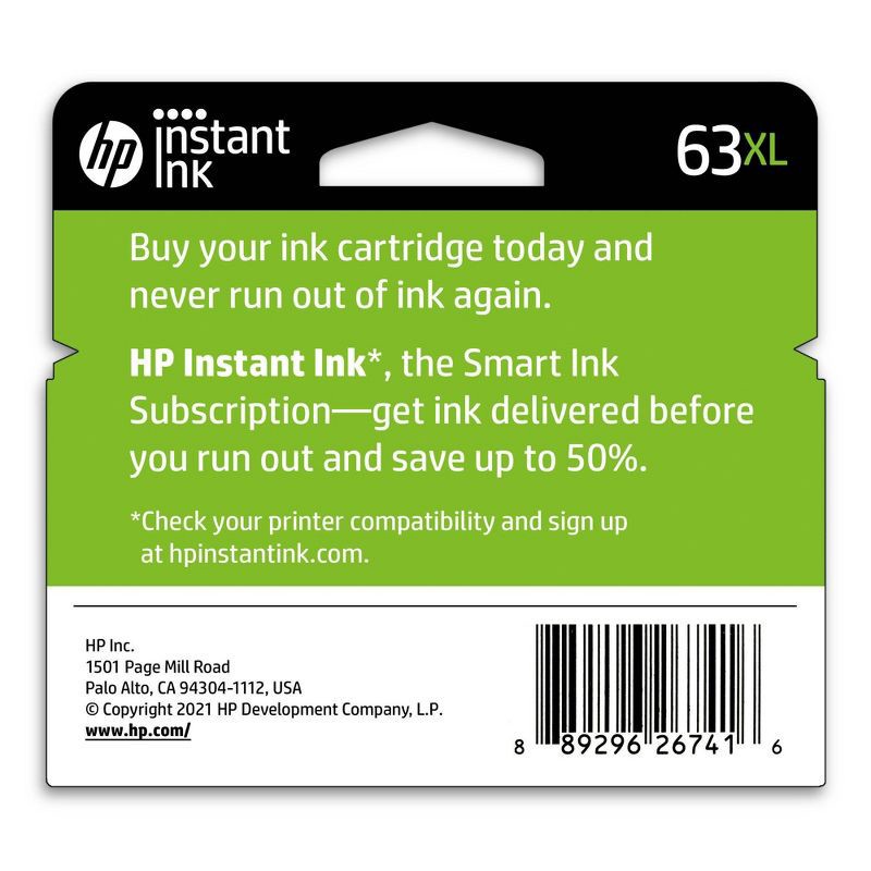 slide 4 of 6, HP Inc. HP 63XL Single Ink Cartridge - Black (F6U64AN_140), 1 ct