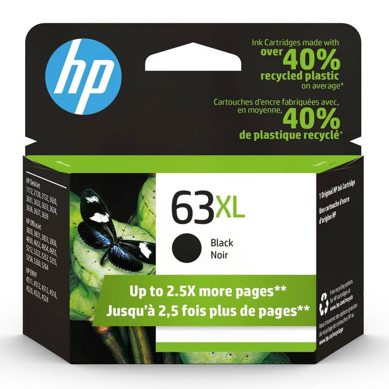 slide 1 of 6, HP Inc. HP 63XL Single Ink Cartridge - Black (F6U64AN_140), 1 ct