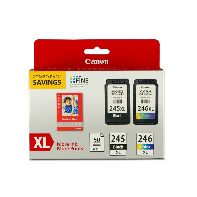 slide 1 of 3, Canon 245XL Black, 246XL Color Combo 2pk Ink Cartridges - Black, Tri-color (8278B005), 2 ct