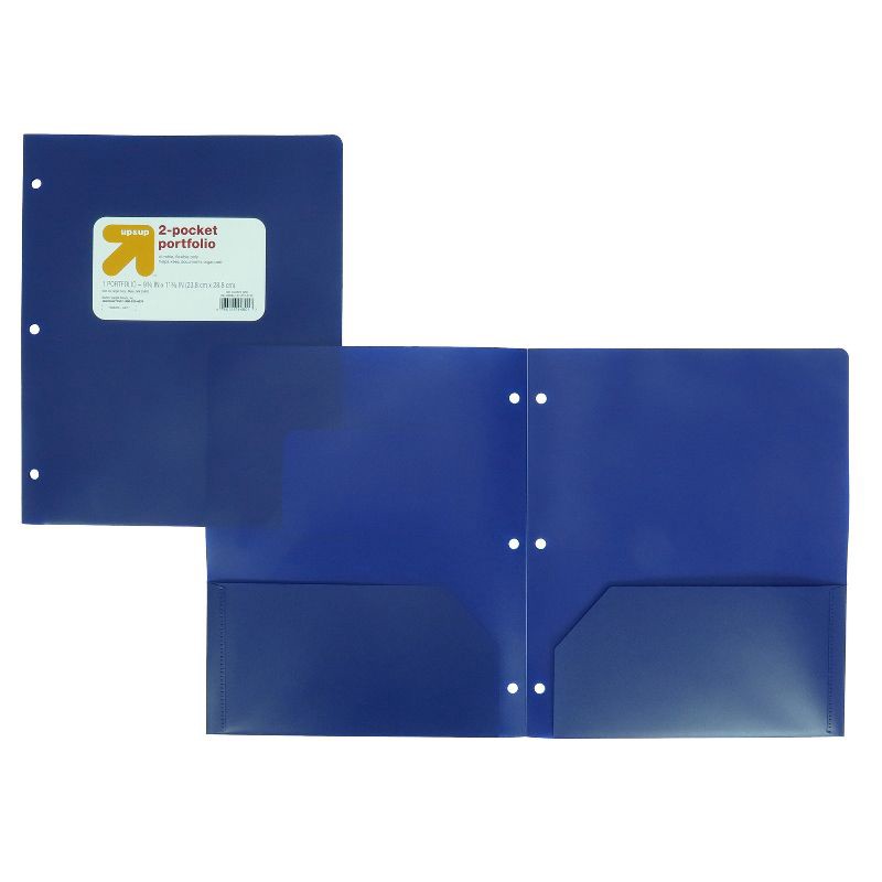 slide 3 of 3, 2 Pocket Plastic Folder Blue - up&up™, 1 ct