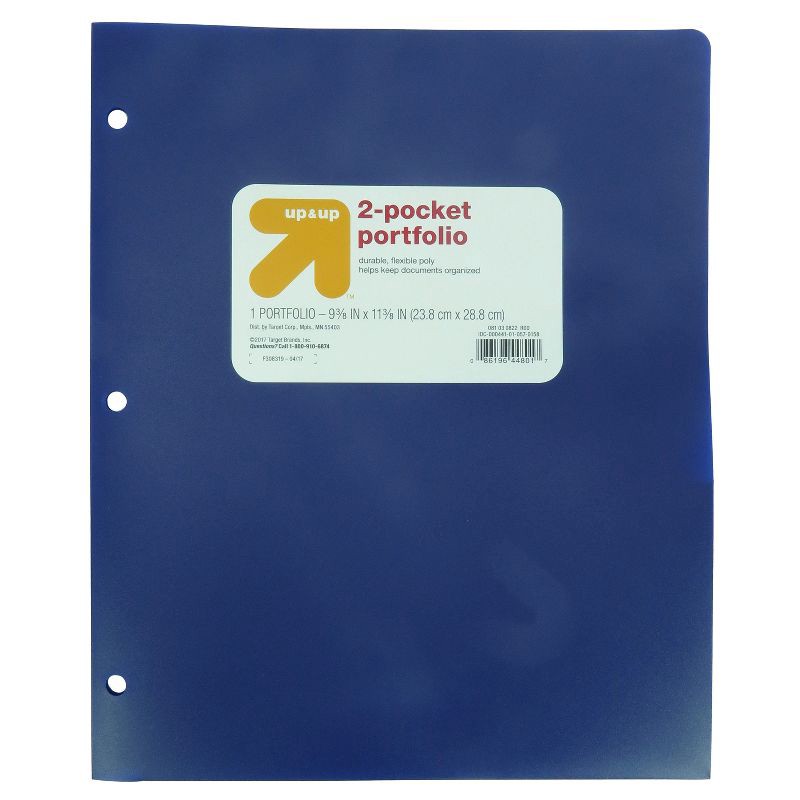 slide 1 of 3, 2 Pocket Plastic Folder Blue - up&up™, 1 ct